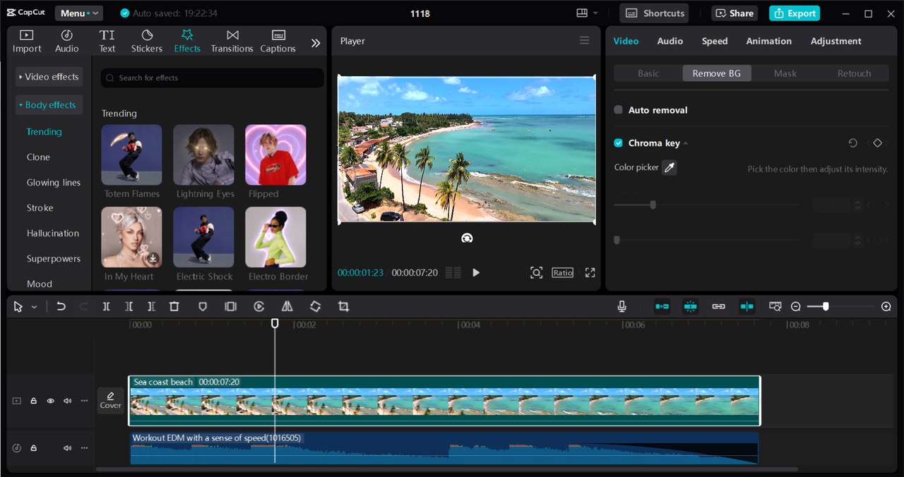 Interface of the CapCut desktop video editor - an easy-to-use AI image generator