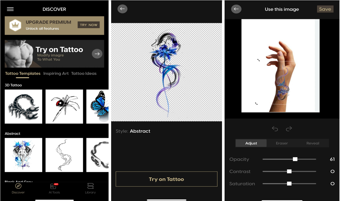 Interface of AI Ink - the best free AI tattoo generator for mobile