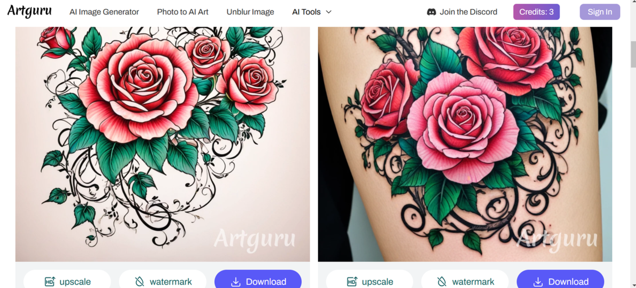 Downloading AI-generated tattoos on your device