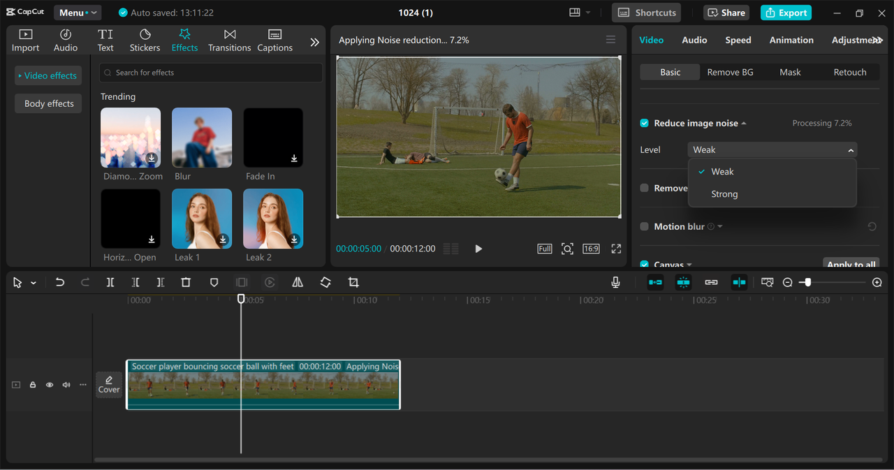 Editing interface of the CapCut desktop video editor - an easy-to-use alternative to trim videos 