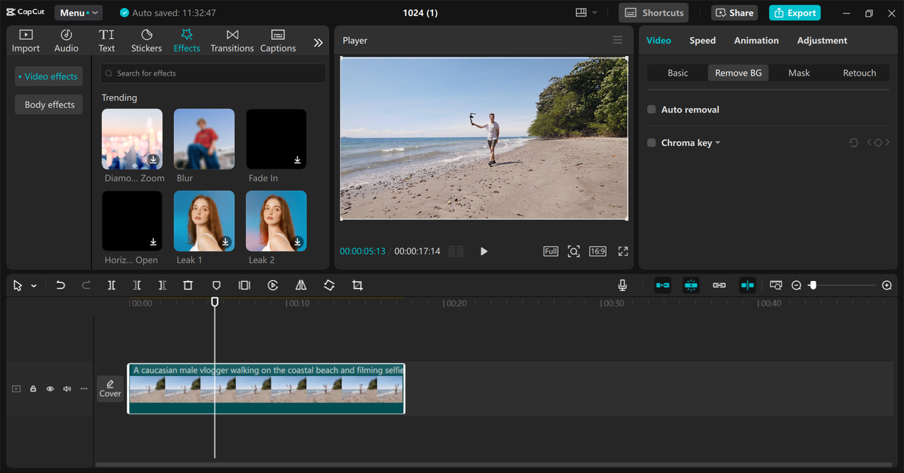 Editing interface of CapCut desktop video editor - a powerful tool to precisely trim and edit videos