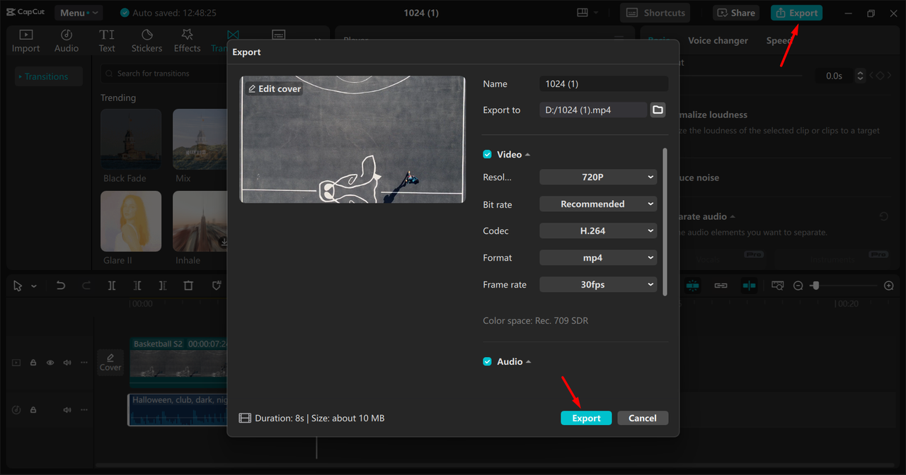 Exporting high-quality video from the CapCut desktop video editor