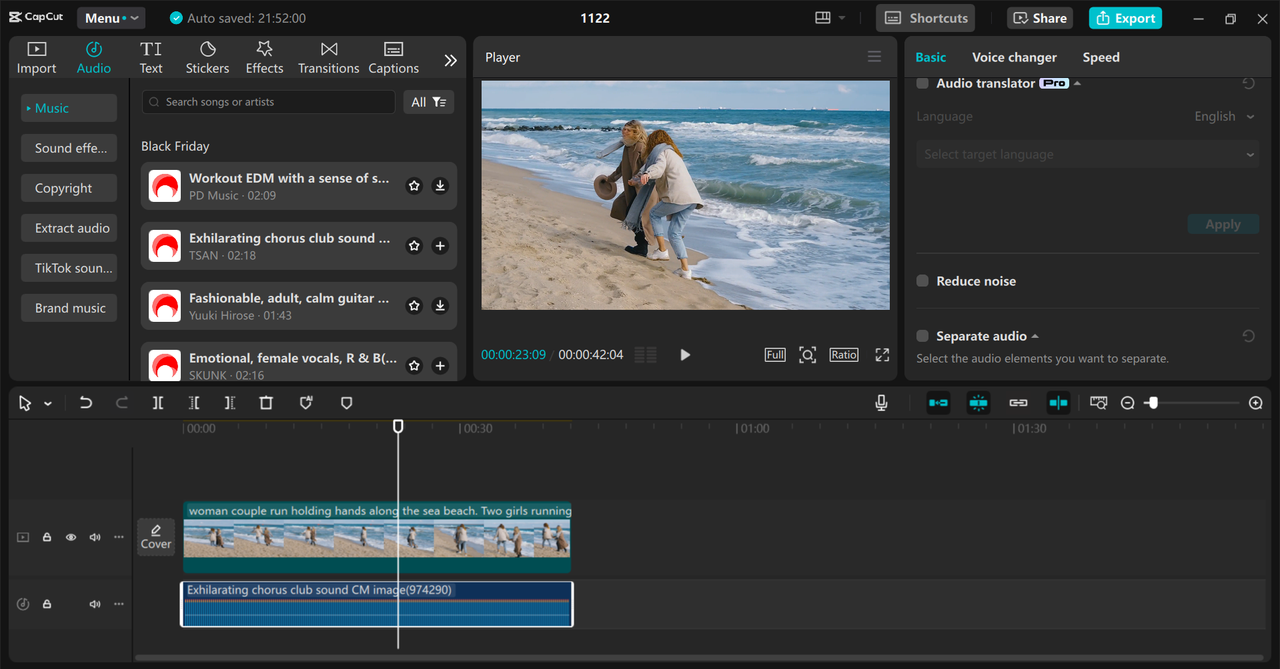 Interface of CapCut desktop video editor - a perfect MOV file trimmer