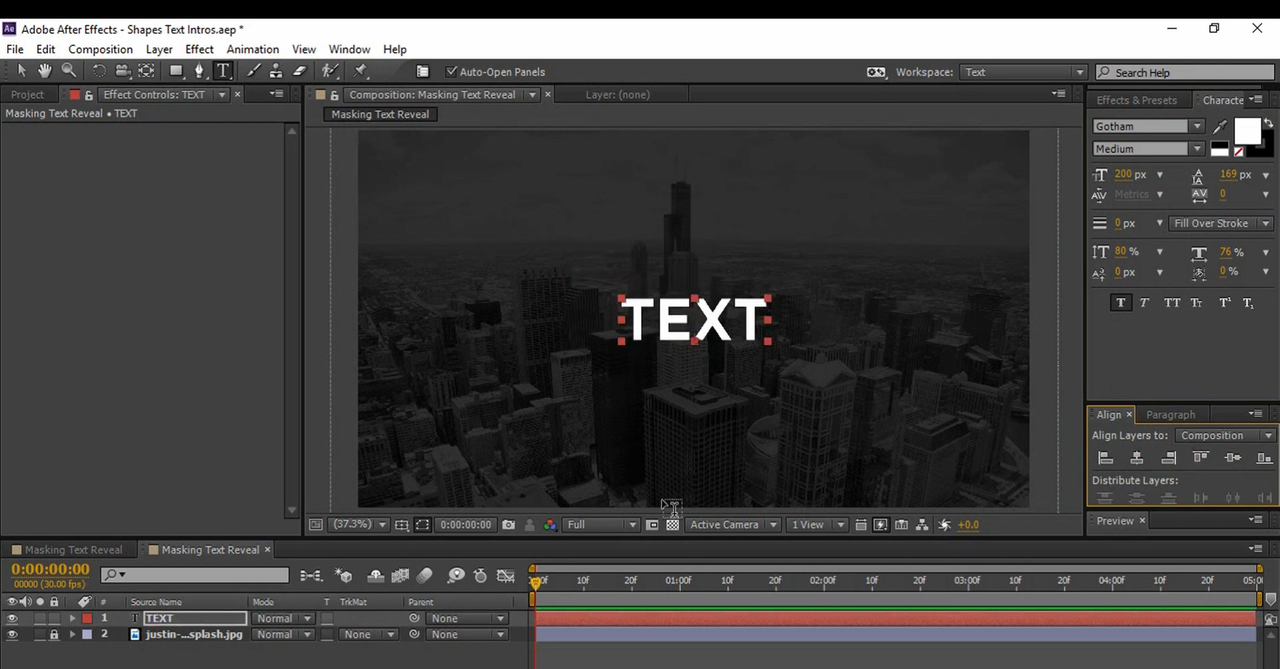 Adding text layer in After Effects