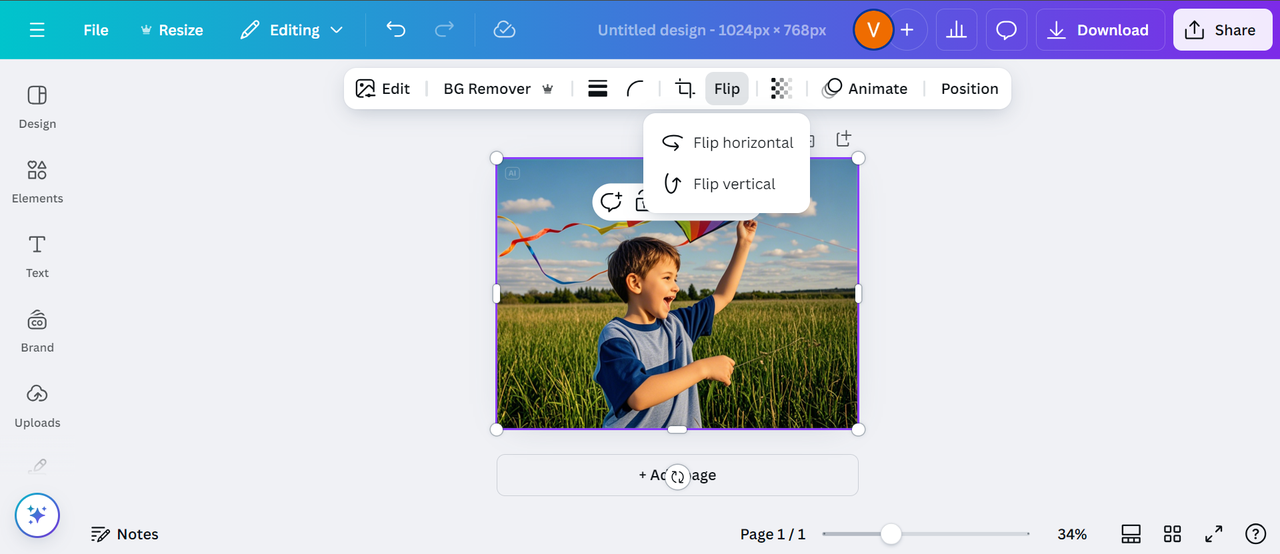 Canva flipper photo tool