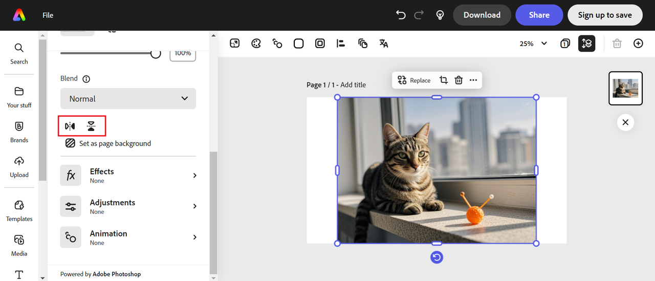 Adobe Express picture flipper online