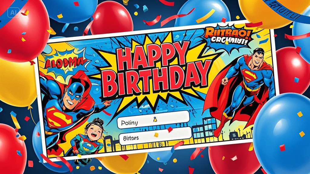 Hero-themed happy birthday banner background