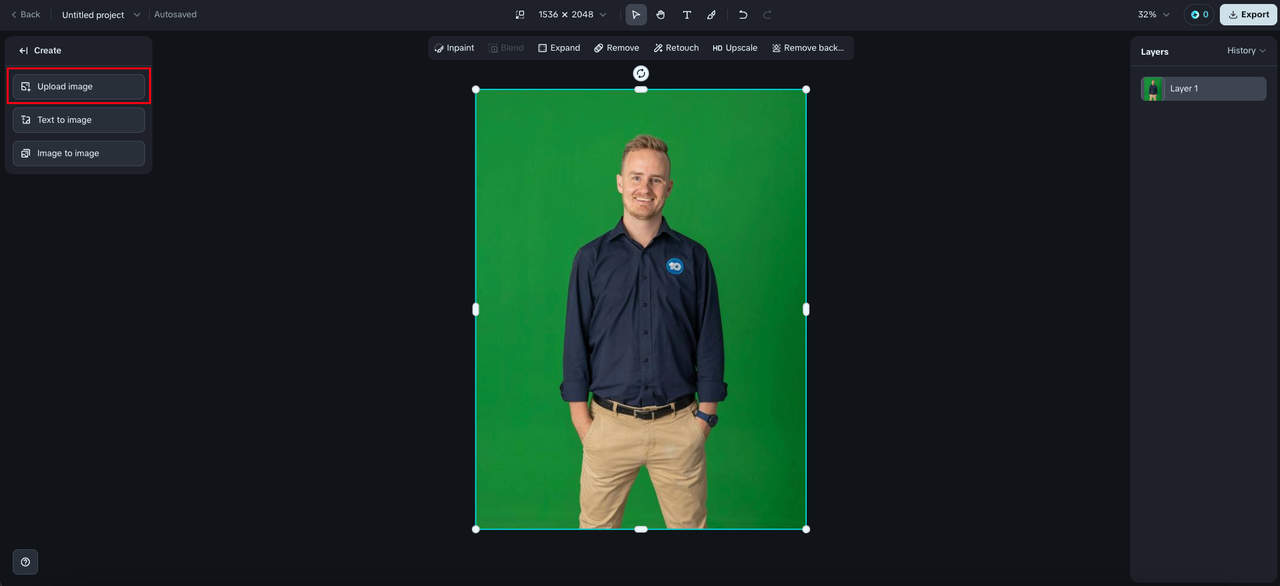 AI online photo editor green screen