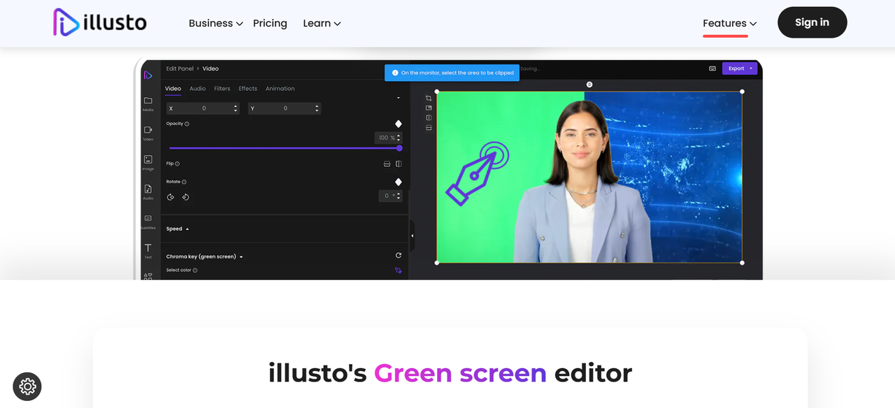 Photo editor with green screen