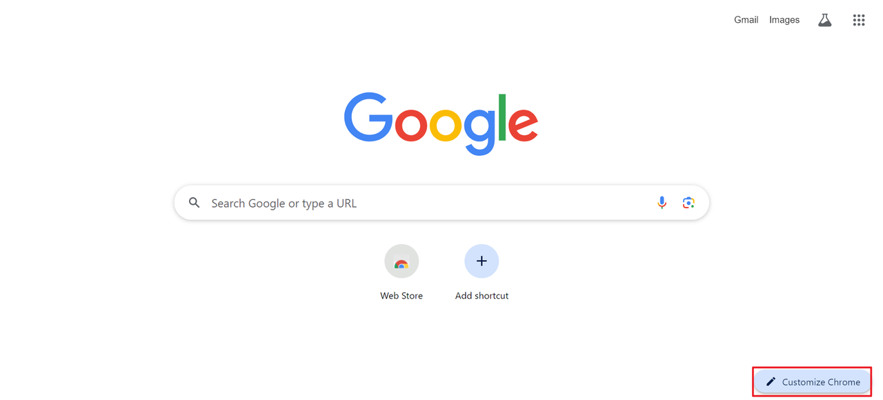 How to customise Google background: Click on Customize Chrome