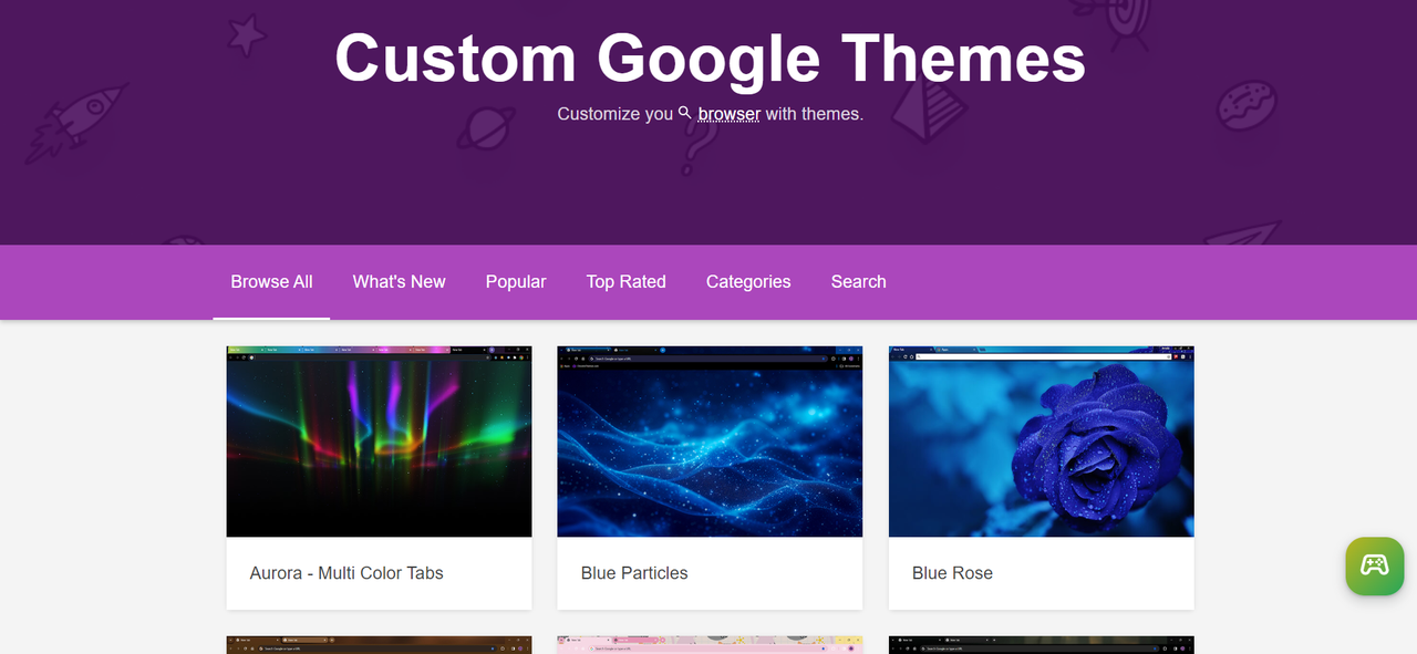 Chromethemer custom Google themes page