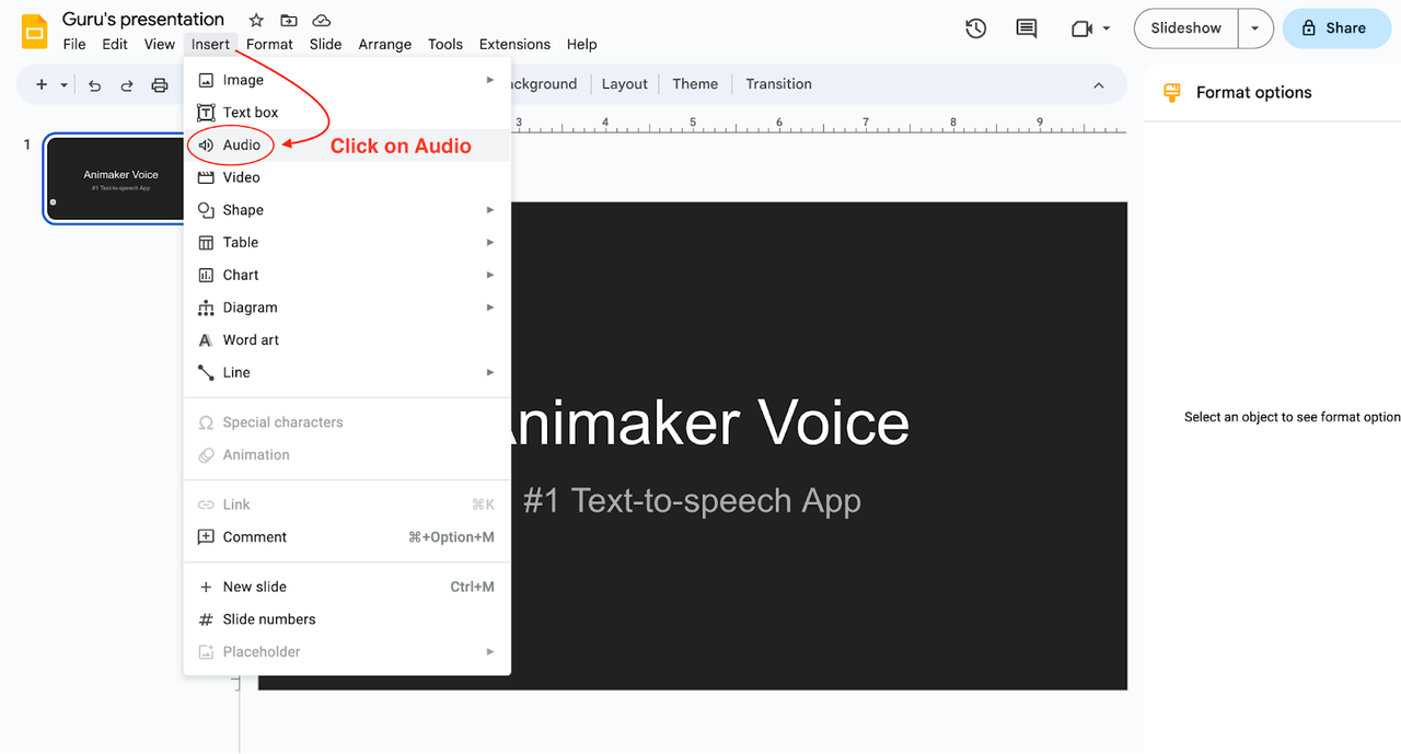 Add audio to Google Slides