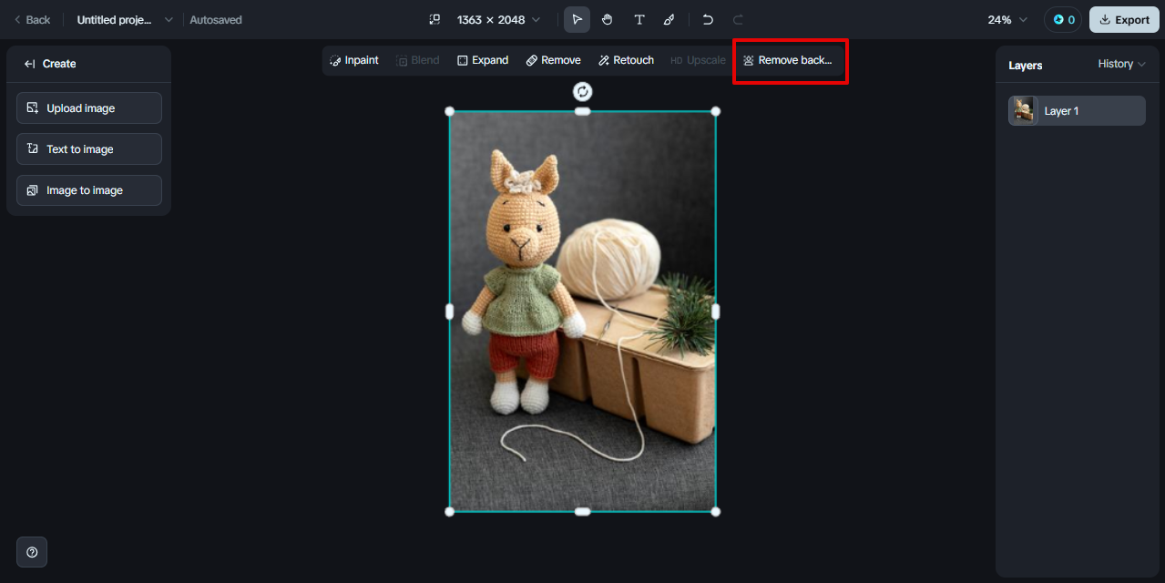 Remove Background tool in Dreamina