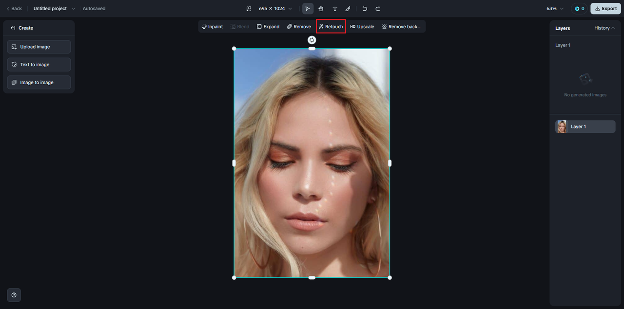 Locate and click on Retouch