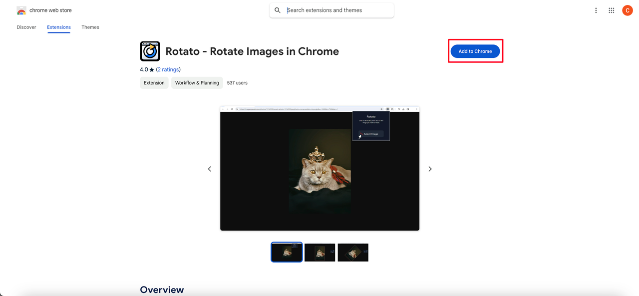 Add Rotato to your browser as an extension