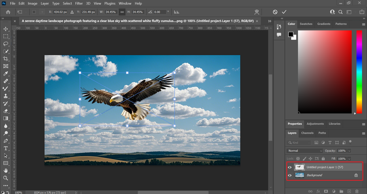 How to flip an image Photoshop: Upload both images (layers)