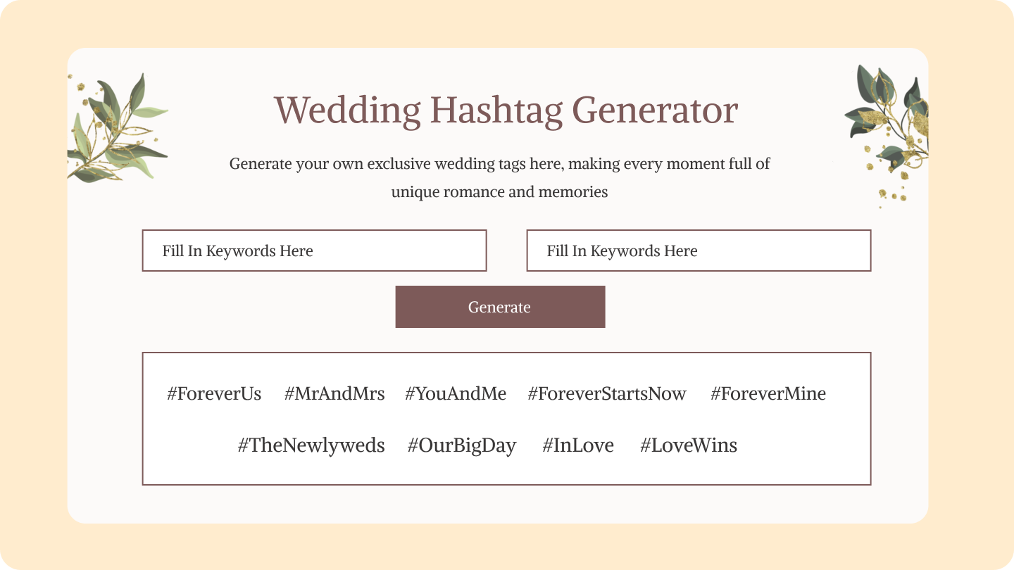 wedding hashtag generator