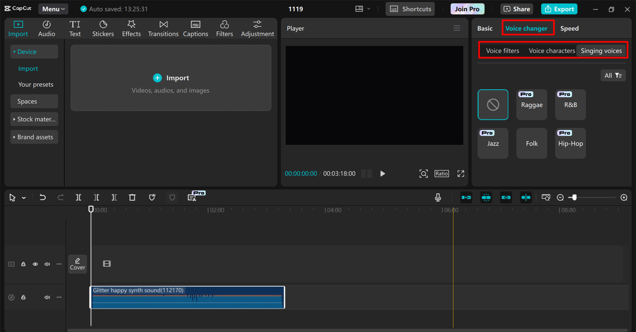 Using the speech-to-song tool in the CapCut desktop video editor