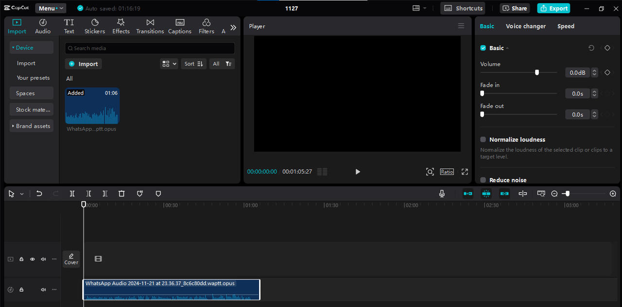 Importing audio into the CapCut desktop video editor