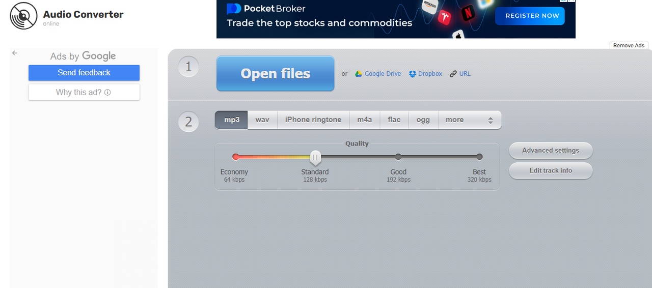 Interface Online Audio Converter- web-based audio record to MP3 converter