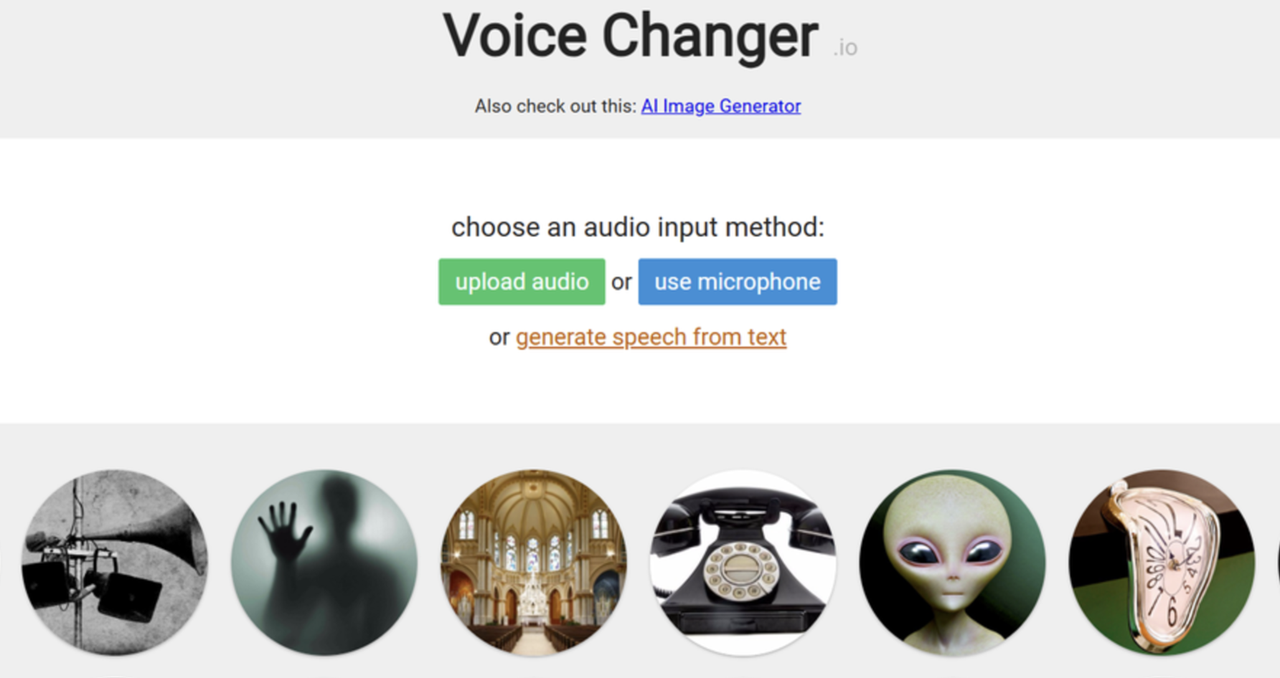 Interface of Voicechanger.IO - a powerful voice changer for reels