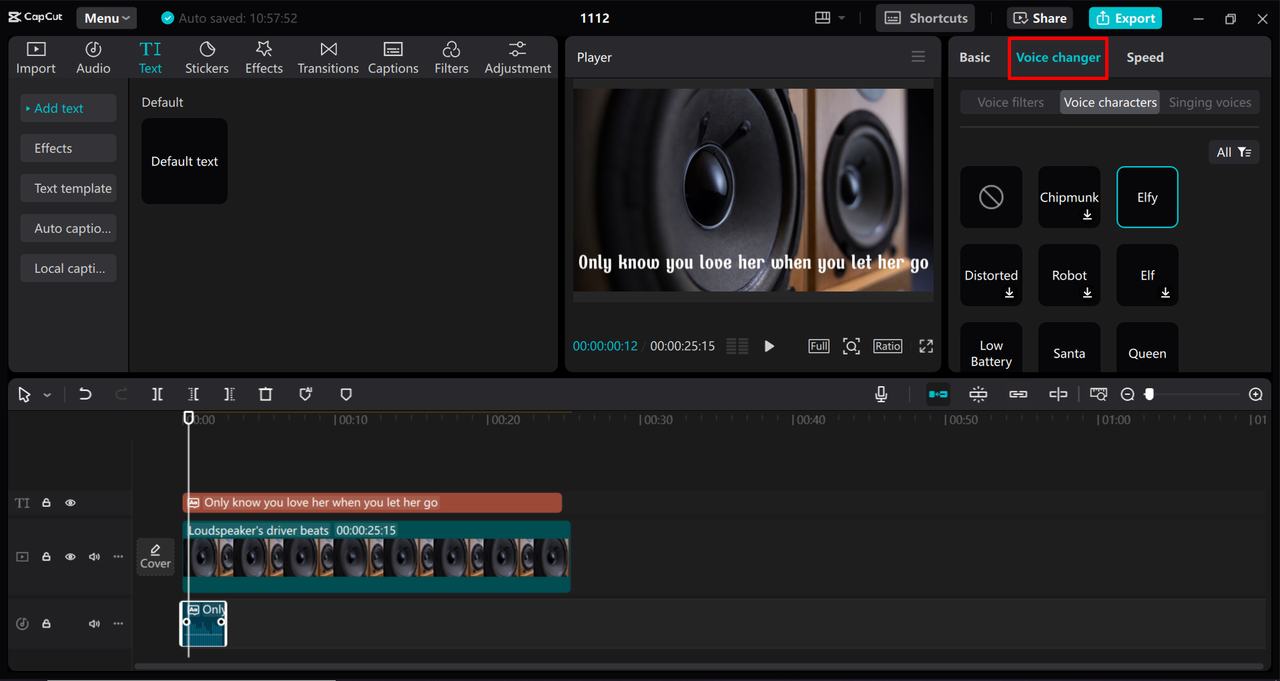 Using the voice changer feature in the CapCut desktop video editor