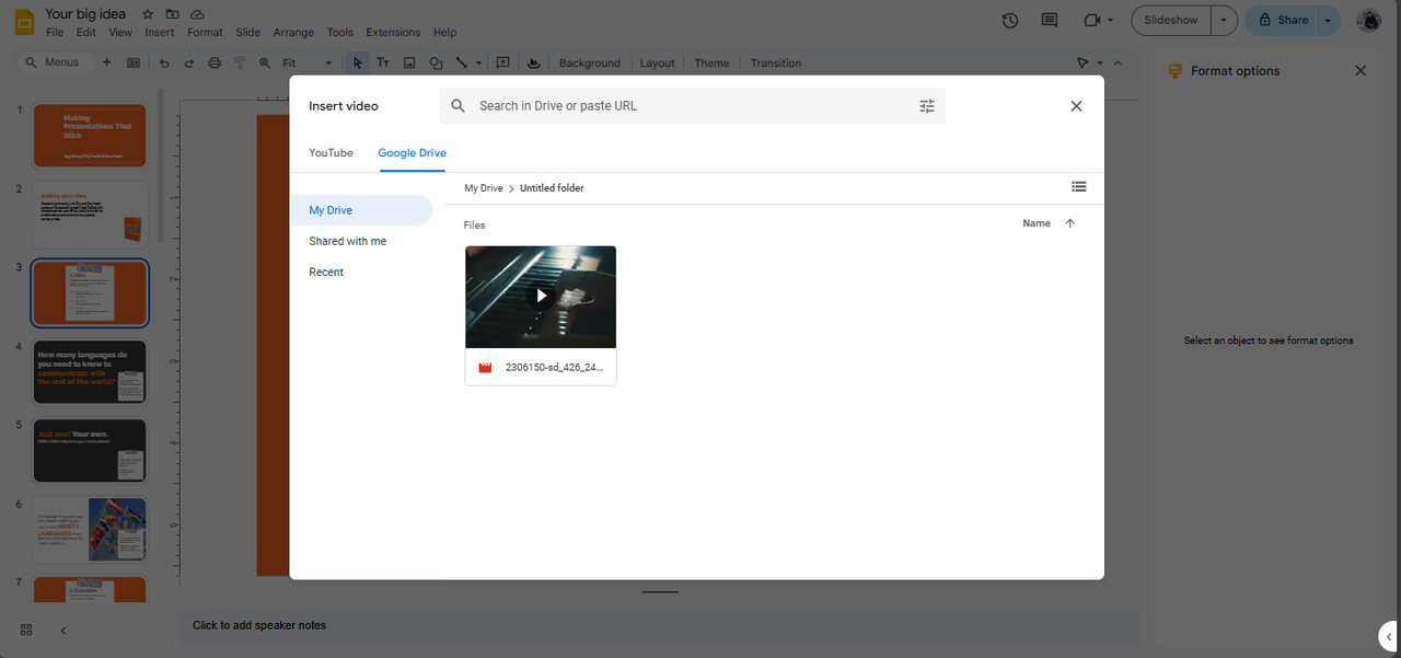 Find Video in Google Drive