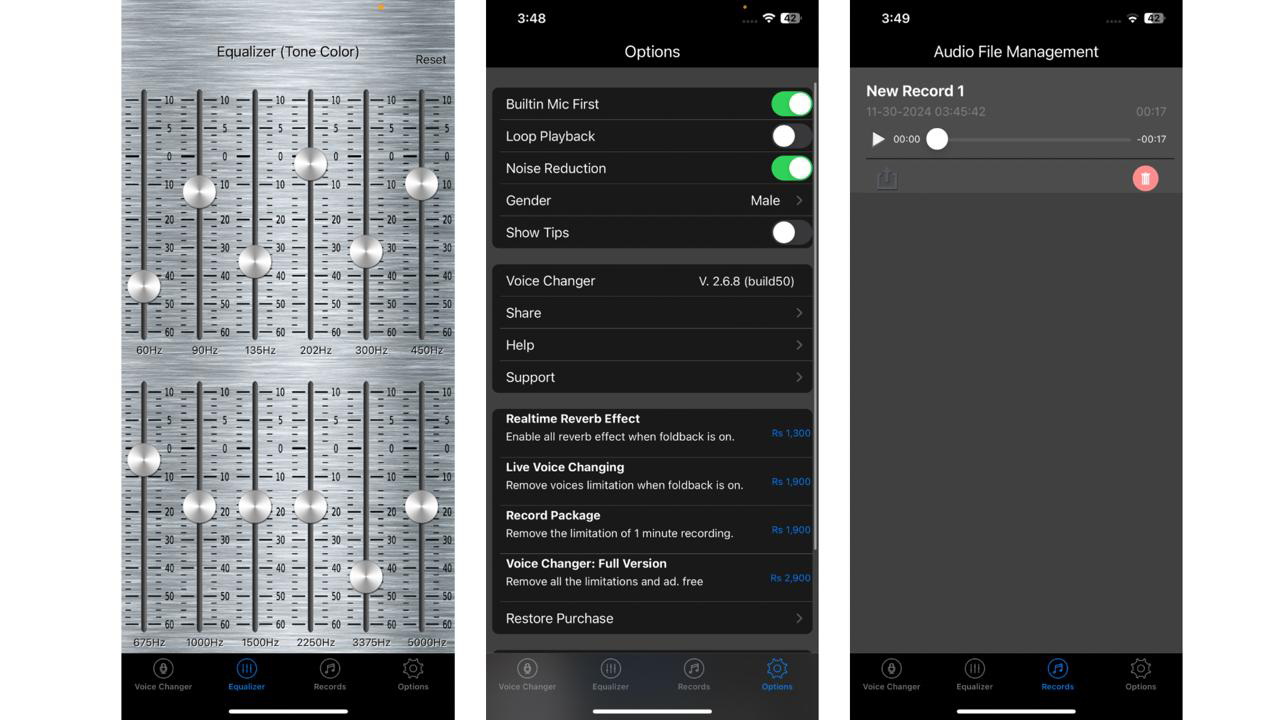 Modifying the voices in the Live Voice Changer