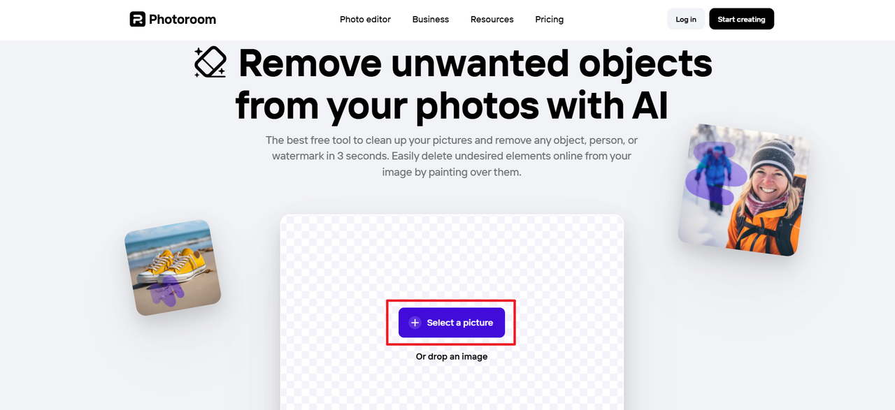 Online photo things remover