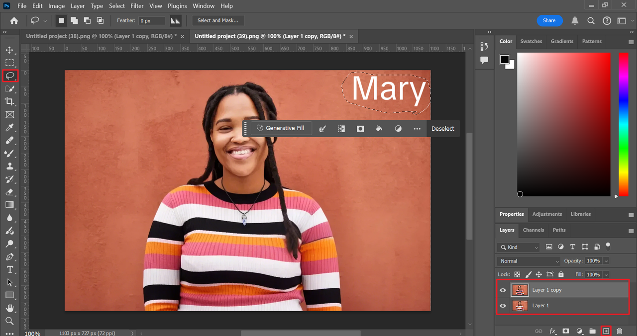 How to remove text from image Photoshop: Pick the Lasso tool