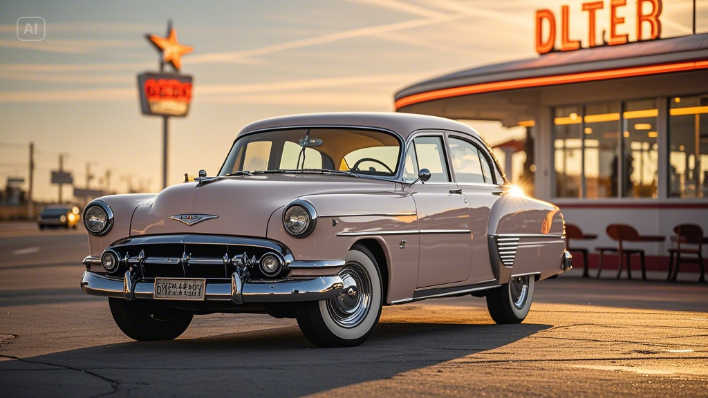 Classic automobile in retro style example