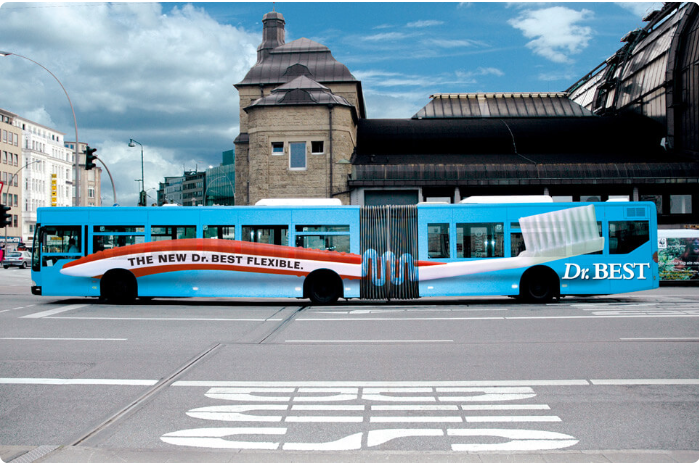 Image showing unique advertising idea by Dr.Best on bus