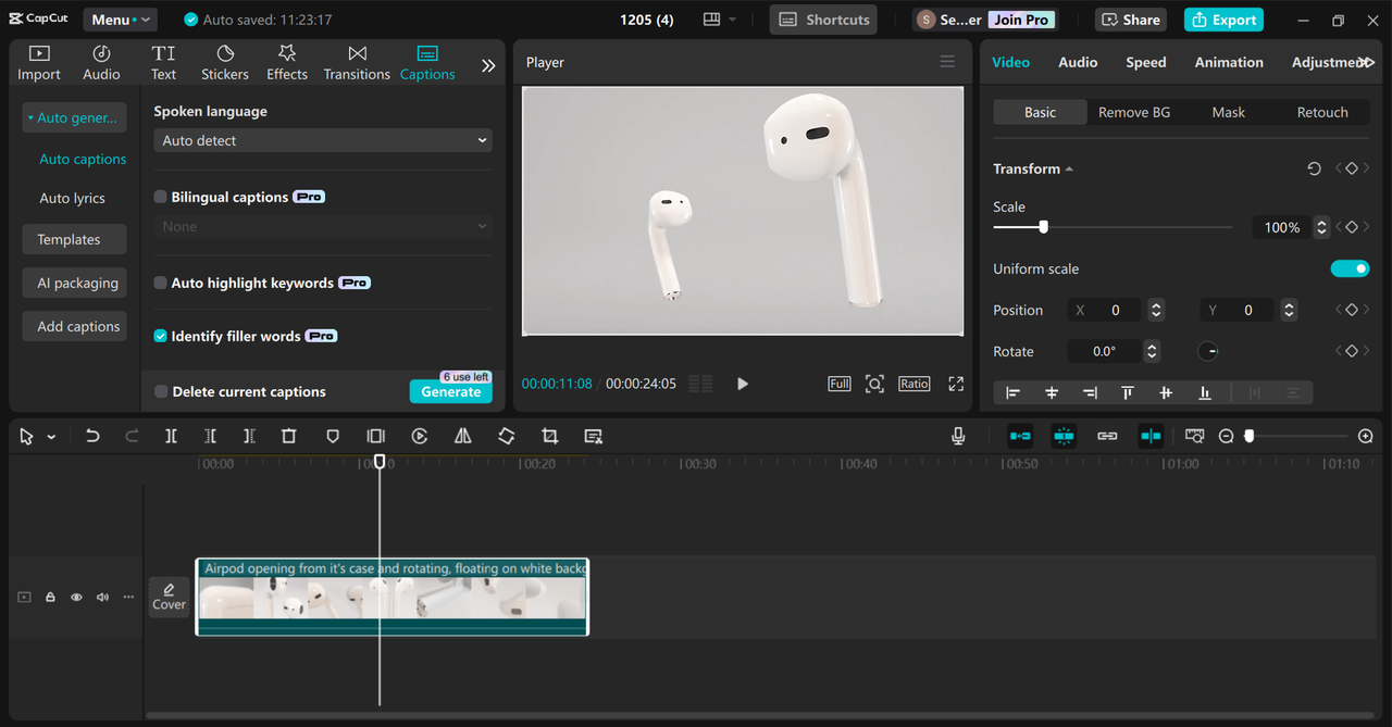 Editing interface of the CapCut desktop video editor - a perfect tool to create cool video ads