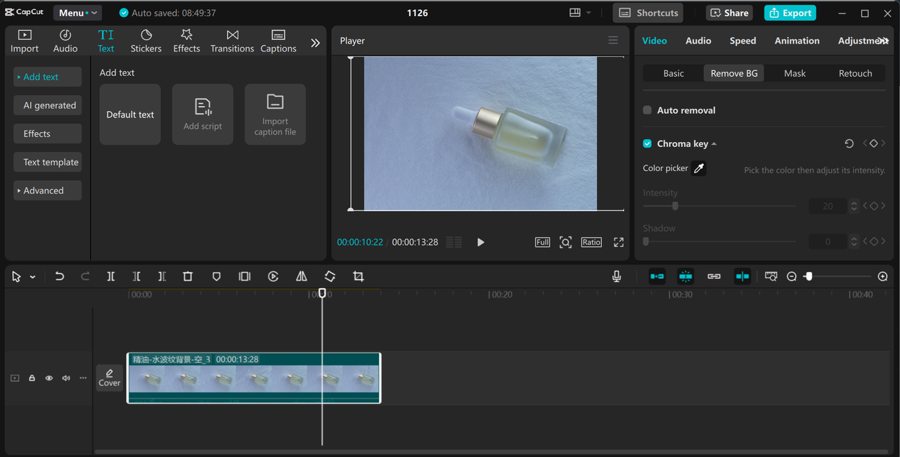 Editing the product ad in the CapCut desktop video editor