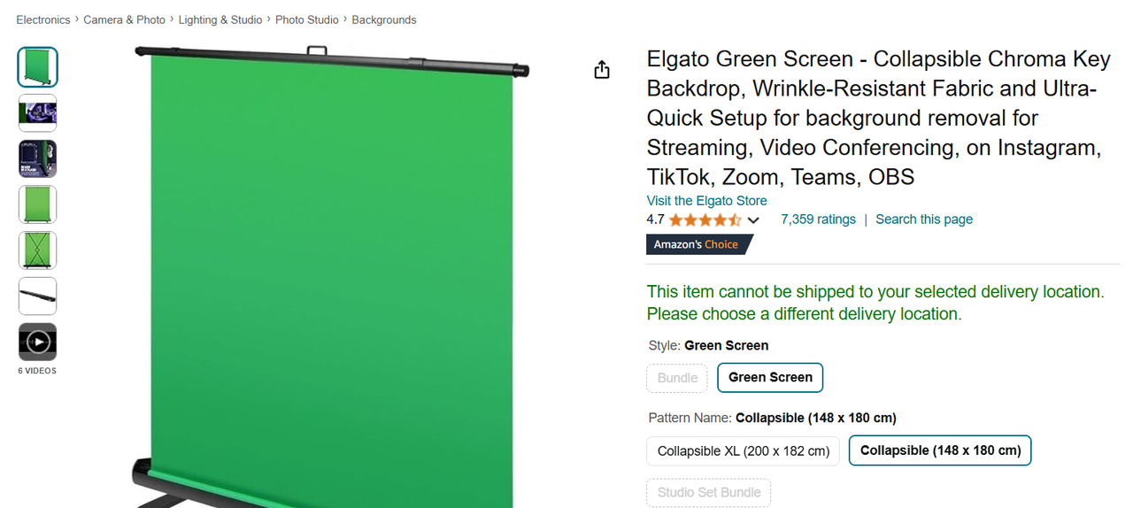 Elgato Collapsible Green Screen