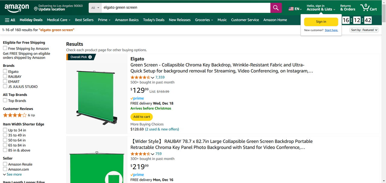 Amazon Elgato green screen 