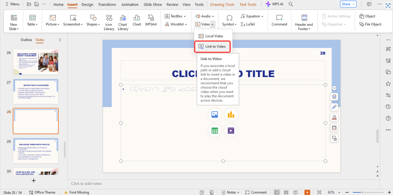 Paste the Youtube link in PowerPoint