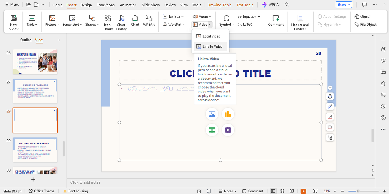 Insert the embed code into PowerPoint