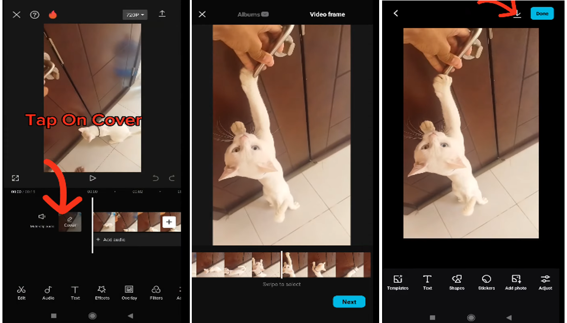 Interface of CapCut mobile app - a handy tool used to convert video to image sequence