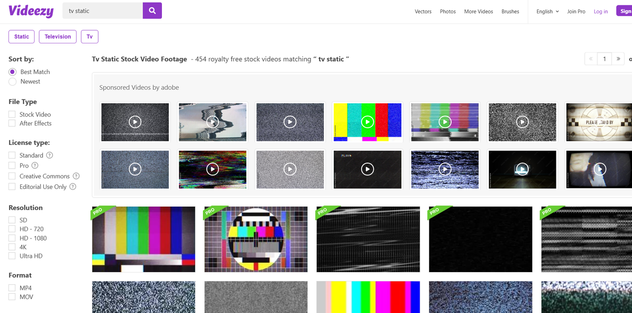 Videezy provides royalty-free static TV video effects