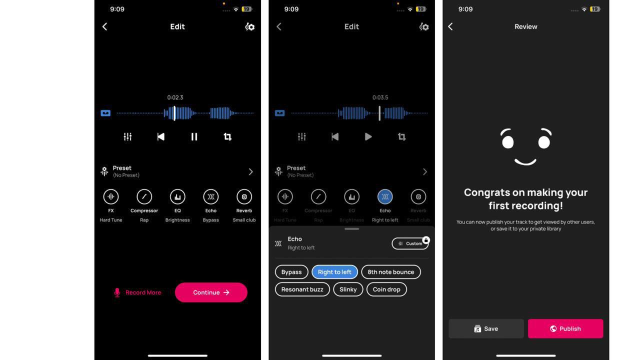 Interface of Voloco - another deep voice changer for mobile