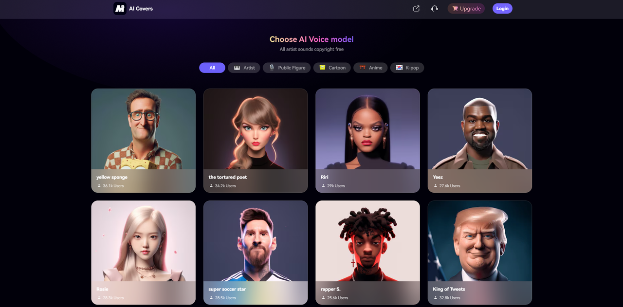 Interface of Media.io - an intuitive online celebrity voice changer