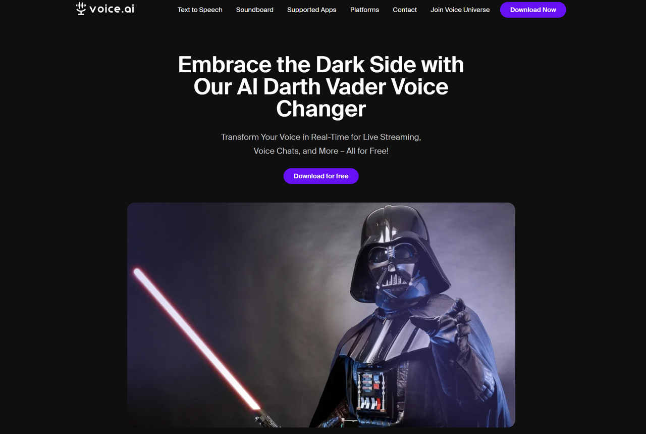 Voice.ai Darth Vader voice changer