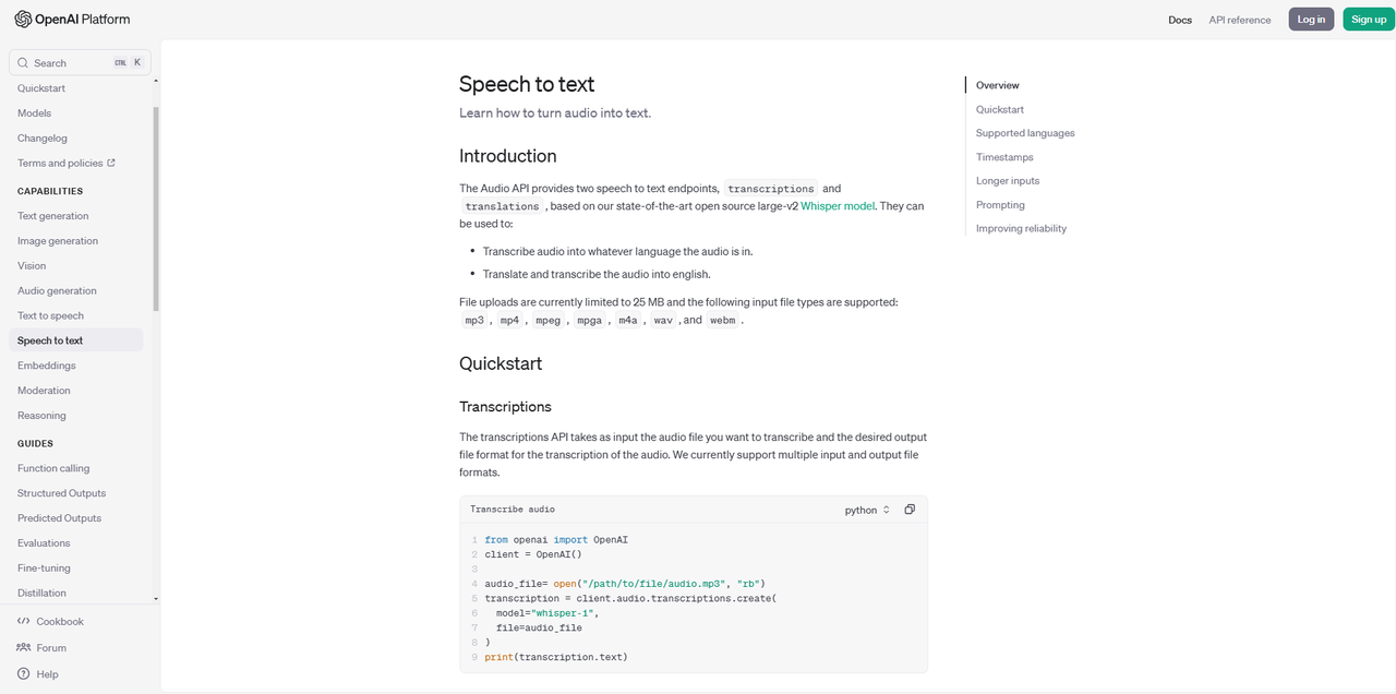 Accessing the OpenAI voice-to-text tool on the browser