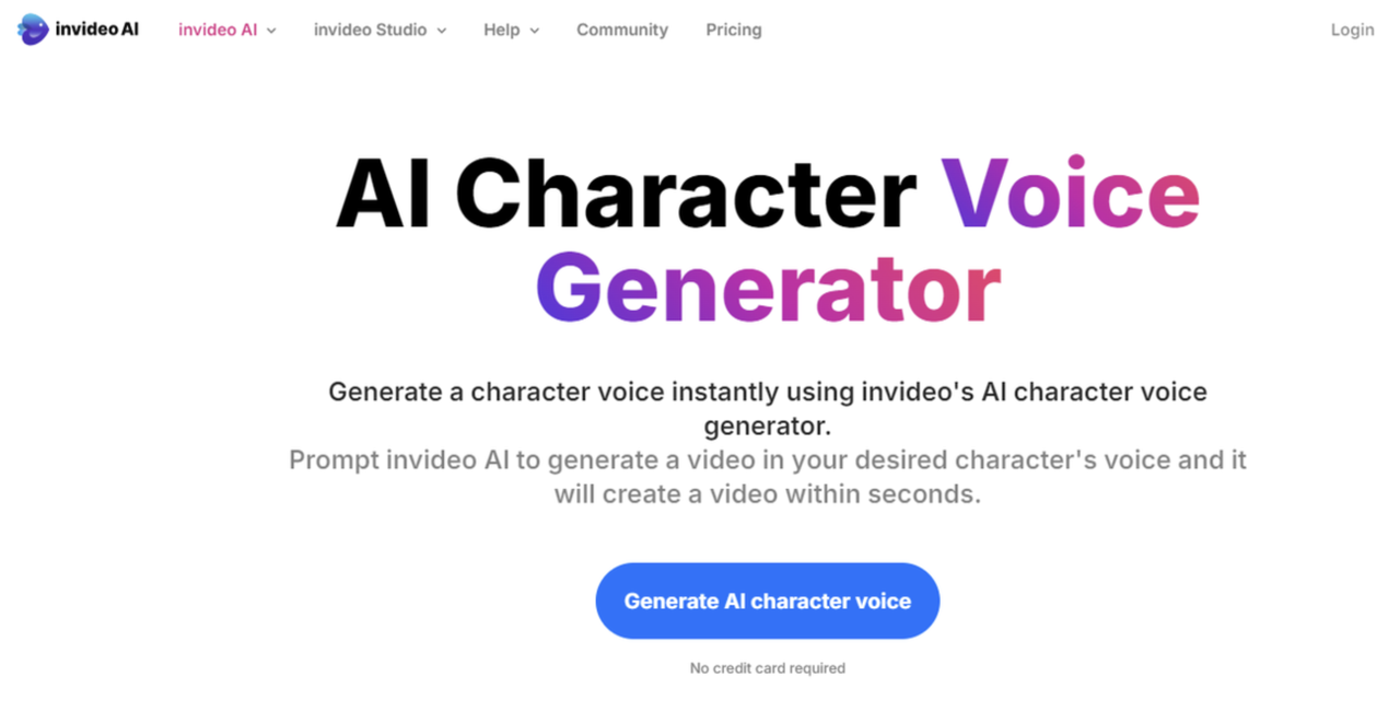 Interface of Invideo AI - free AI voice generator for YouTube