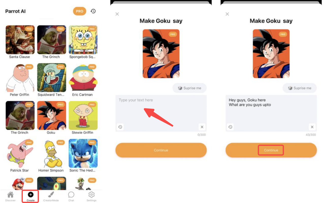 Using Parrot AI to generate Goku AI voices