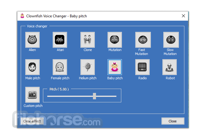 Interface of the Clownfish Voice changer - an efficient Mario AI voice generator