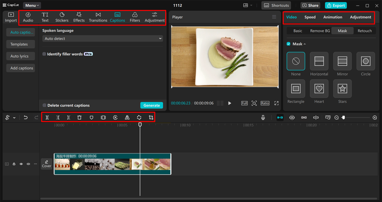 Editing and enhancing the product ad in the CapCut desktop video editor  