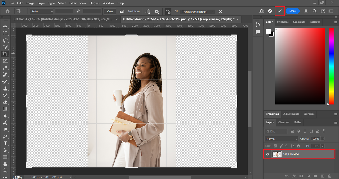 Use the Crop tool to expand picture photoshop