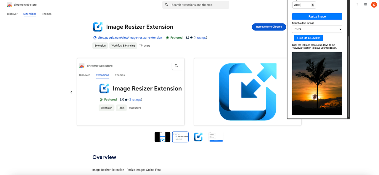 make photo bigger without losing quality with Image Resizer Extension